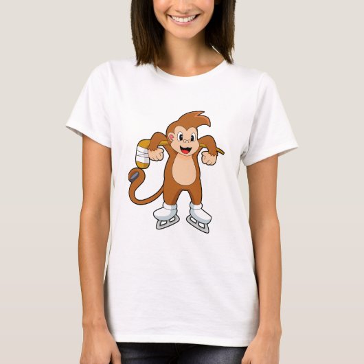 Monkey Ice hockey Ice hockey stick T-shirt (Voorkant)