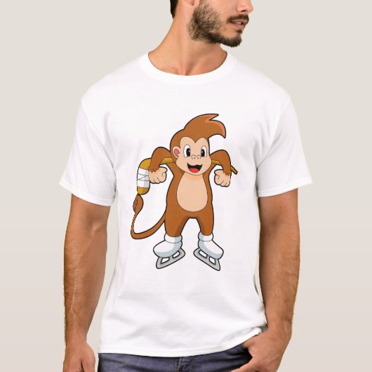 Monkey Ice hockey Ice hockey stick T-shirt (Voorkant)