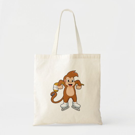 Monkey Ice hockey Ice hockey stick Tote Bag (Voorkant)