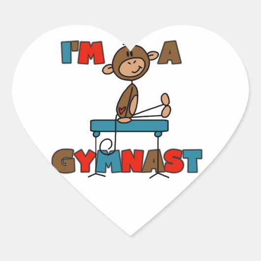 Monkey, ik ben een Gymnast Hart Sticker (Voorkant)