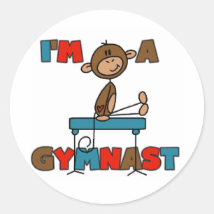 Monkey, ik ben een Gymnast Ronde Sticker