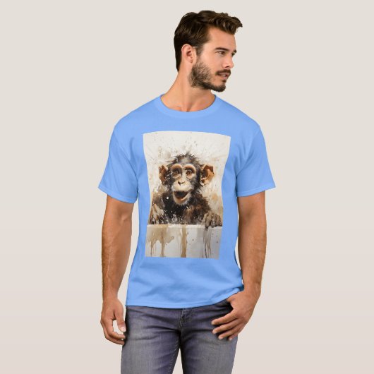 Monkey in bathtub Funny animal art family T-shirt (Voorkant volledig)