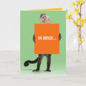 Monkey in Briefs die een korte Funny Birthday Kaar Kaart (Gele Bloem)