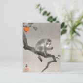 Monkey in Cockatoenschilderij van Ohara Koson Briefkaart (Staand voorkant)