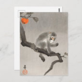 Monkey in Cockatoenschilderij van Ohara Koson Briefkaart (Voorkant / Achterkant)