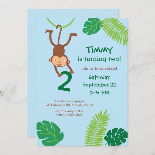 Monkey in het Oerwoud tweede verjaardag Kaart (Voorkant / Achterkant)