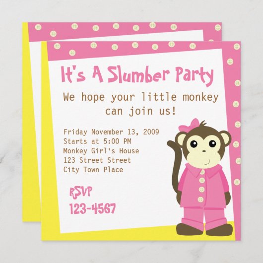 Monkey in Pajamas Kaart (Voorkant / Achterkant)