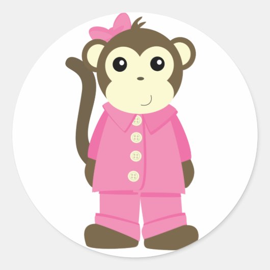 Monkey in Pajamas Ronde Sticker (Voorkant)