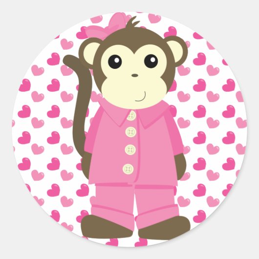 Monkey in Pajamas Ronde Sticker (Voorkant)