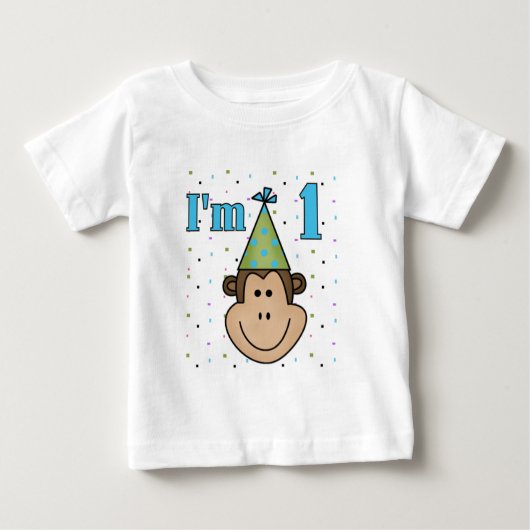 Monkey in Party Pet 1e Verjaardag Tshirts (Voorkant)