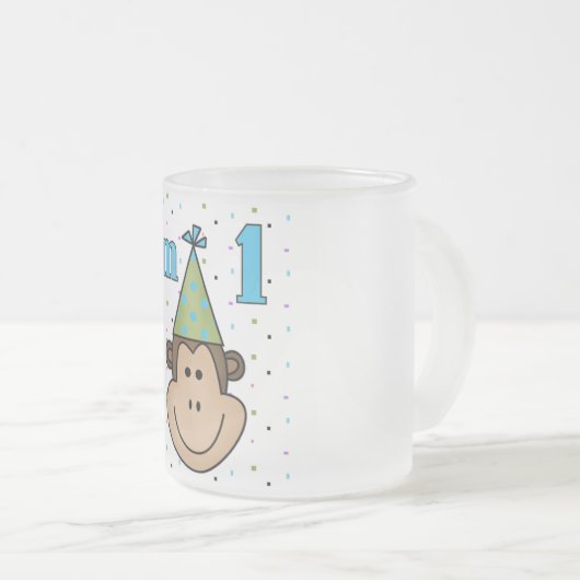 Monkey in Party Pet 1e Verjaardag Tshirts Matglas Koffiemok (Voorkant rechts)