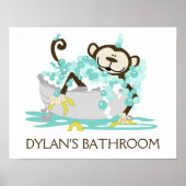 Monkey in Tub Bathroom Art Print - op maat gemaakt (Voorkant)