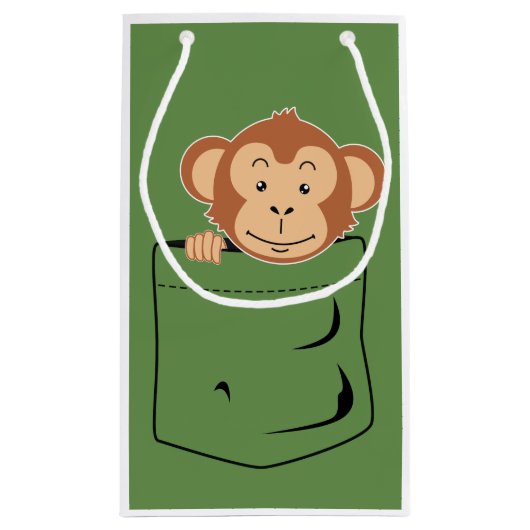 Monkey in zak klein cadeauzakje (Achterkant)