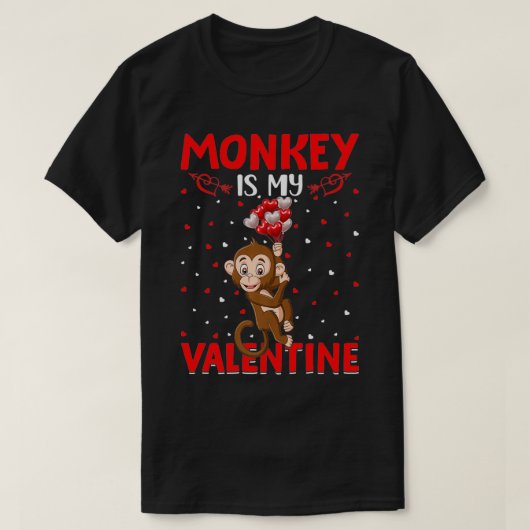 Monkey is mijn Valentijn Hearts Love Monkey Valent T-shirt (Design voorkant)