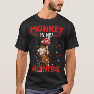 Monkey is mijn Valentijn Hearts Love Monkey Valent T-shirt