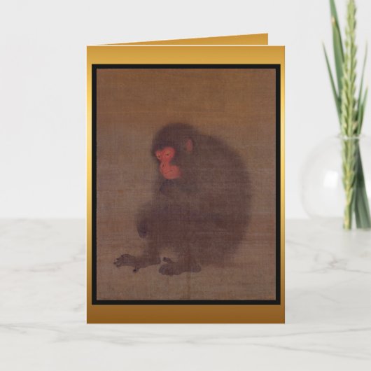 Monkey jaar Chinees schilderij Wenskaart Feestdagen Kaart (Voorkant)