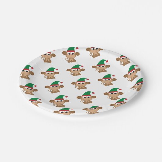 Monkey Kerstmis Elf Papieren Bordje (Gekanteld)