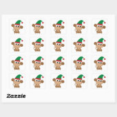 Monkey Kerstmis Elf Vierkante Sticker (Vel)