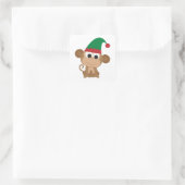 Monkey Kerstmis Elf Vierkante Sticker (Tas)