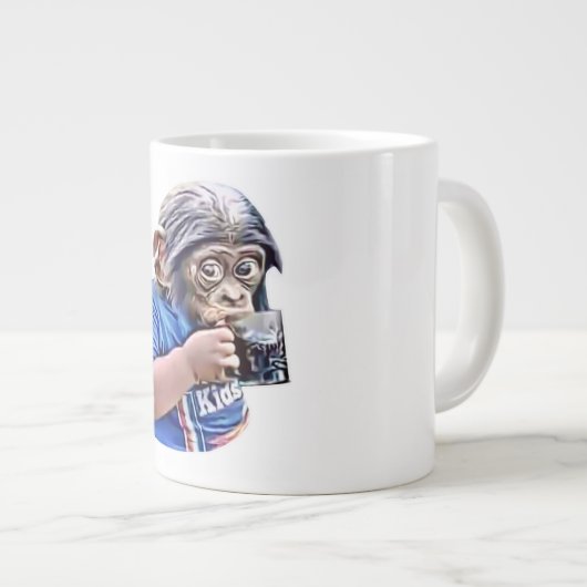 Monkey Kind Drink Cute Funny Meme Grote Koffiekop (Voorkant rechts)