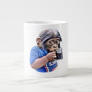 Monkey Kind Drink Cute Funny Meme Grote Koffiekop