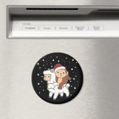 Monkey Lama Kerstsneeuwwinterdieren Magnet (Insitu (Vaatwasser))