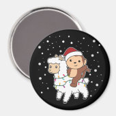 Monkey Lama Kerstsneeuwwinterdieren Magnet (Voorkant / Achterkant)