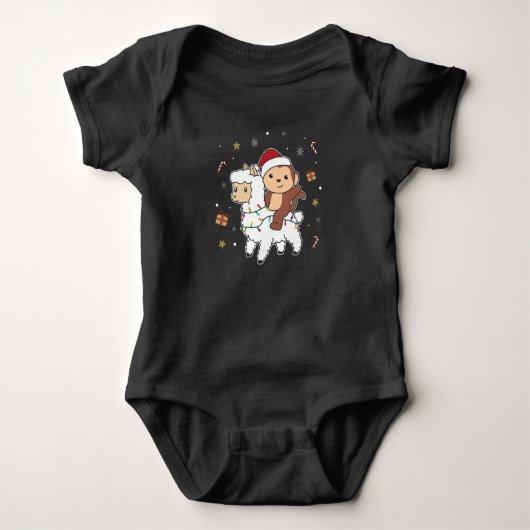 Monkey Lama Kerstsneeuwwinterdieren Romper (Voorkant)