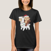 Monkey Lama Kerstsneeuwwinterdieren T-shirt (Voorkant)