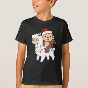 Monkey Lama Kerstsneeuwwinterdieren T-shirt