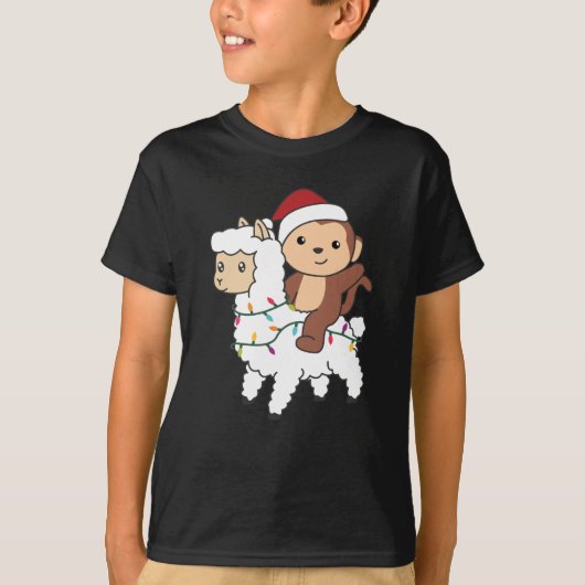 Monkey Lama Kerstsneeuwwinterdieren T-shirt (Voorkant)