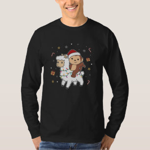 Monkey Lama Kerstsneeuwwinterdieren T-shirt