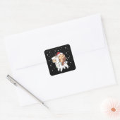 Monkey Lama Kerstwinter Winterdieren Square S Vierkante Sticker (Envelop)