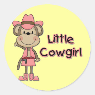 Monkey Little Cowgirl Tshirts en Gifts Ronde Sticker