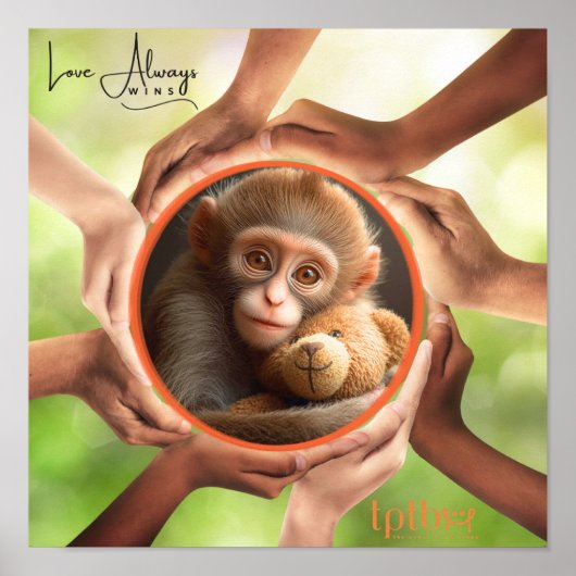 MONKEY LOVE ALWAYS WINS WALL ART POSTER (Voorkant)