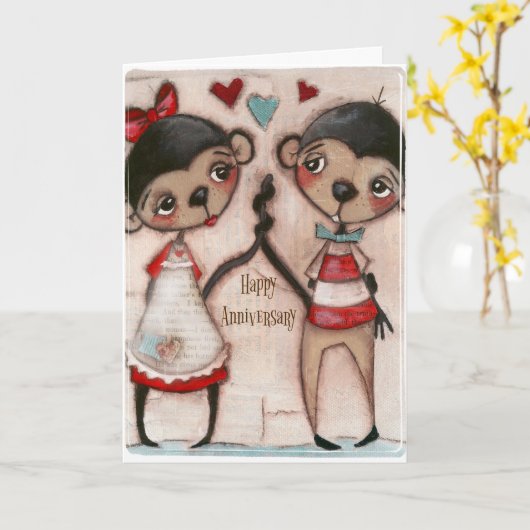 Monkey Love - Jubileum Kaart (Gele Bloem)