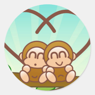 Monkey Love Ronde Sticker