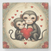 Monkey Love Stenen Onderzetter (Voorkant)