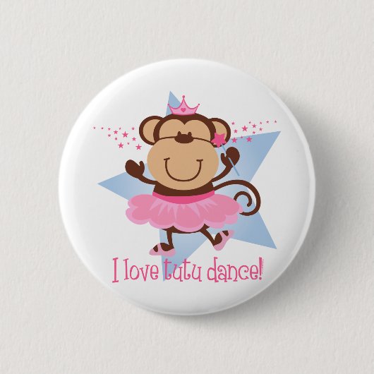 Monkey Love Tutu Dance Ronde Button 5,7 Cm (Voorkant)
