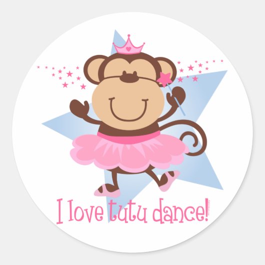 Monkey Love Tutu Dance Ronde Sticker (Voorkant)
