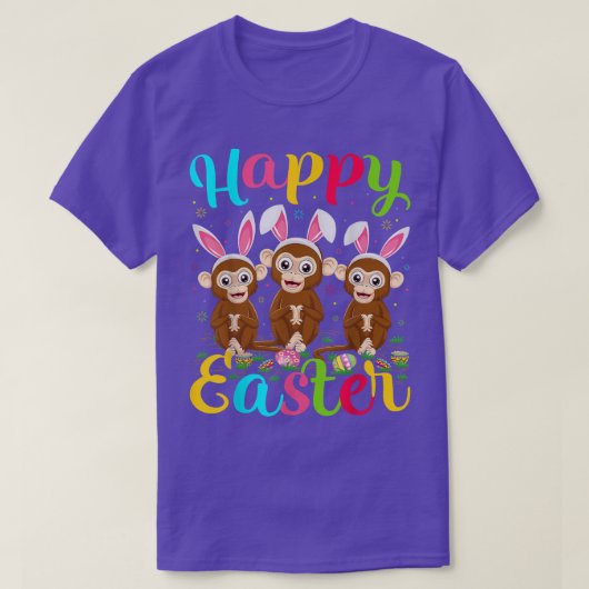 Monkey Lover Funny Easter Bunny Monkey Happy E T-shirt (Design voorkant)