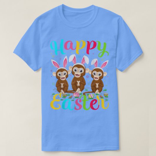Monkey Lover Funny Easter Bunny Monkey Happy E T-shirt (Design voorkant)