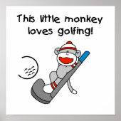 Monkey Loves Golfing T-shirts en Gifts Poster (Voorkant)