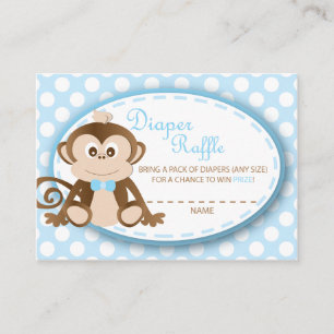 Monkey Luier Raffle Tickets-Baby Boy Informatiekaartje
