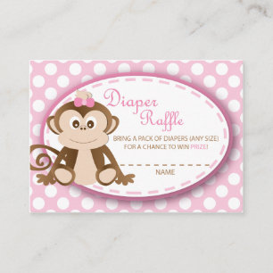 Monkey Luier Raffle Tickets-Baby Meisje Informatiekaartje