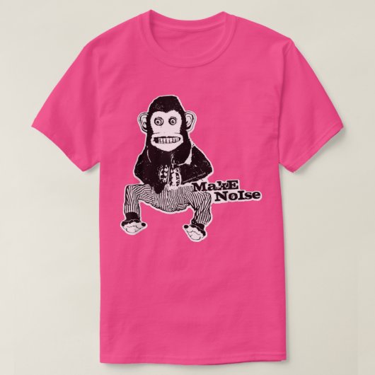 MONKEY MAAKT GELUIDSGELUID VAN 1970's Speelgoed Ba T-shirt (Design voorkant)
