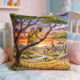 Monkey Mama en Baby Safari Dieren  Kussen