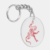 Monkey mandala Circle (dubbelzijdig) Sleutelhanger (Voorkant Links)