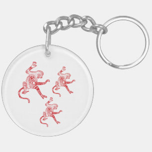 Monkey mandala Circle (dubbelzijdig) Sleutelhanger