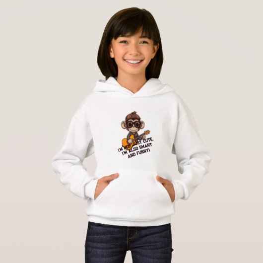 Monkey mascotte met gitaar sweatshirt (Voorkant volledig)